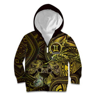Personalised Polynesia Zodiac Gemini Kid Hoodie Galaxy Polynesian Pattern Chest Tattoo Style LT14 Zip Hoodie Yellow - Polynesian Pride