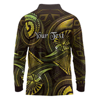 Personalised Polynesia Zodiac Gemini Long Sleeve Polo Shirt Galaxy Polynesian Pattern Chest Tattoo Style LT14 - Polynesian Pride