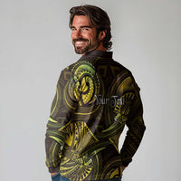 Personalised Polynesia Zodiac Gemini Long Sleeve Polo Shirt Galaxy Polynesian Pattern Chest Tattoo Style LT14 - Polynesian Pride