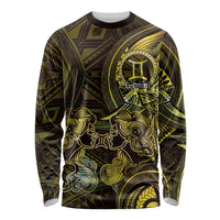Personalised Polynesia Zodiac Gemini Long Sleeve Shirt Galaxy Polynesian Pattern Chest Tattoo Style LT14 Unisex Yellow - Polynesian Pride