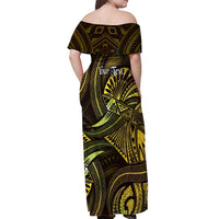 Personalised Polynesia Zodiac Gemini Off Shoulder Maxi Dress Galaxy Polynesian Pattern Chest Tattoo Style LT14 - Polynesian Pride