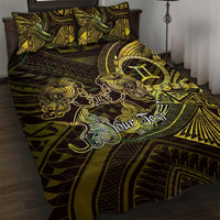 Personalised Polynesia Zodiac Gemini Quilt Bed Set Galaxy Polynesian Pattern Chest Tattoo Style LT14 Yellow - Polynesian Pride