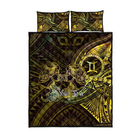 Personalised Polynesia Zodiac Gemini Quilt Bed Set Galaxy Polynesian Pattern Chest Tattoo Style LT14 - Polynesian Pride