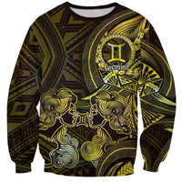 Personalised Polynesia Zodiac Gemini Sweatshirt Galaxy Polynesian Pattern Chest Tattoo Style LT14 Unisex Yellow - Polynesian Pride