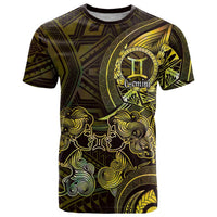 Personalised Polynesia Zodiac Gemini T Shirt Galaxy Polynesian Pattern Chest Tattoo Style LT14 Yellow - Polynesian Pride