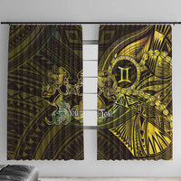 Personalised Polynesia Zodiac Gemini Window Curtain Galaxy Polynesian Pattern Chest Tattoo Style LT14 With Hooks Yellow - Polynesian Pride