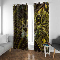 Personalised Polynesia Zodiac Gemini Window Curtain Galaxy Polynesian Pattern Chest Tattoo Style LT14 With Grommets Yellow - Polynesian Pride