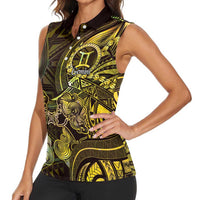 Personalised Polynesia Zodiac Gemini Women Sleeveless Polo Shirt Galaxy Polynesian Pattern Chest Tattoo Style LT14 - Polynesian Pride