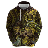 Personalised Polynesia Zodiac Gemini Zip Hoodie Galaxy Polynesian Pattern Chest Tattoo Style LT14 - Polynesian Pride