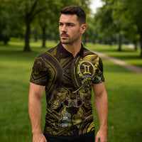 Personalised Polynesia Zodiac Gemini Zipper Polo Shirt Galaxy Polynesian Pattern Chest Tattoo Style LT14 - Polynesian Pride