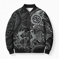Personalised Polynesia Zodiac Cancer Bomber Puffer Jacket Galaxy Polynesian Pattern Chest Tattoo Style LT14 Unisex Black - Polynesian Pride