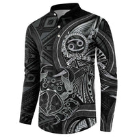Personalised Polynesia Zodiac Cancer Button Sweatshirt Galaxy Polynesian Pattern Chest Tattoo Style LT14 - Polynesian Pride