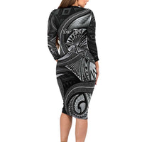 Personalised Polynesia Zodiac Cancer Family Matching Long Sleeve Bodycon Dress and Hawaiian Shirt Galaxy Polynesian Pattern Chest Tattoo Style