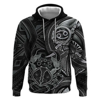 Personalised Polynesia Zodiac Cancer Hoodie Galaxy Polynesian Pattern Chest Tattoo Style LT14 Pullover Hoodie Black - Polynesian Pride