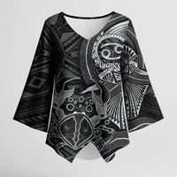 Personalised Polynesia Zodiac Cancer Kimono Sleeve Blouse Galaxy Polynesian Pattern Chest Tattoo Style LT14 Female Black - Polynesian Pride