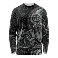 Personalised Polynesia Zodiac Cancer Long Sleeve Shirt Galaxy Polynesian Pattern Chest Tattoo Style LT14 Unisex Black - Polynesian Pride