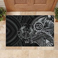 Personalised Polynesia Zodiac Cancer Rubber Doormat Galaxy Polynesian Pattern Chest Tattoo Style LT14 Black - Polynesian Pride