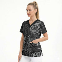 Personalised Polynesia Zodiac Cancer Scrub Top Galaxy Polynesian Pattern Chest Tattoo Style LT14 - Polynesian Pride