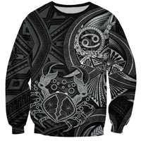 Personalised Polynesia Zodiac Cancer Sweatshirt Galaxy Polynesian Pattern Chest Tattoo Style LT14 Unisex Black - Polynesian Pride