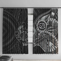Personalised Polynesia Zodiac Cancer Window Curtain Galaxy Polynesian Pattern Chest Tattoo Style LT14 With Hooks Black - Polynesian Pride