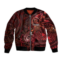 Personalised Polynesia Zodiac Scorpio Bomber Jacket Galaxy Polynesian Pattern Chest Tattoo Style LT14 Unisex Red - Polynesian Pride