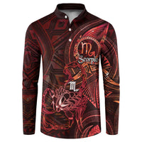 Personalised Polynesia Zodiac Scorpio Button Sweatshirt Galaxy Polynesian Pattern Chest Tattoo Style LT14 Red - Polynesian Pride
