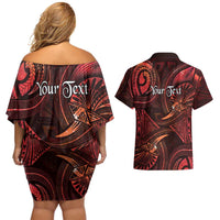 Personalised Polynesia Zodiac Scorpio Couples Matching Off Shoulder Short Dress and Hawaiian Shirt Galaxy Polynesian Pattern Chest Tattoo Style LT14 - Polynesian Pride