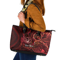 Personalised Polynesia Zodiac Scorpio Leather Tote Bag Galaxy Polynesian Pattern Chest Tattoo Style LT14 Red - Polynesian Pride