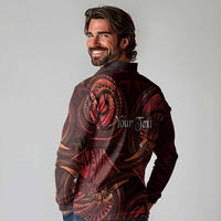 Personalised Polynesia Zodiac Scorpio Long Sleeve Polo Shirt Galaxy Polynesian Pattern Chest Tattoo Style LT14 - Polynesian Pride