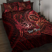 Personalised Polynesia Zodiac Scorpio Quilt Bed Set Galaxy Polynesian Pattern Chest Tattoo Style LT14 Red - Polynesian Pride