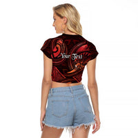 Personalised Polynesia Zodiac Scorpio Raglan Cropped T Shirt Galaxy Polynesian Pattern Chest Tattoo Style LT14 - Polynesian Pride