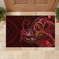 Personalised Polynesia Zodiac Scorpio Rubber Doormat Galaxy Polynesian Pattern Chest Tattoo Style LT14 Red - Polynesian Pride