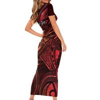 Personalised Polynesia Zodiac Scorpio Short Sleeve Bodycon Dress Galaxy Polynesian Pattern Chest Tattoo Style LT14 - Polynesian Pride