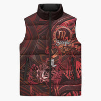 Personalised Polynesia Zodiac Scorpio Sleeveless Puffer Jacket Galaxy Polynesian Pattern Chest Tattoo Style LT14 Unisex Red - Polynesian Pride