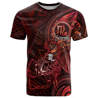 Personalised Polynesia Zodiac Scorpio T Shirt Galaxy Polynesian Pattern Chest Tattoo Style LT14 Red - Polynesian Pride