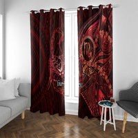 Personalised Polynesia Zodiac Scorpio Window Curtain Galaxy Polynesian Pattern Chest Tattoo Style LT14 With Grommets Red - Polynesian Pride