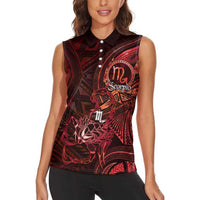 Personalised Polynesia Zodiac Scorpio Women Sleeveless Polo Shirt Galaxy Polynesian Pattern Chest Tattoo Style LT14 - Polynesian Pride