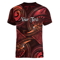 Personalised Polynesia Zodiac Scorpio Women V-Neck T-Shirt Galaxy Polynesian Pattern Chest Tattoo Style LT14 - Polynesian Pride
