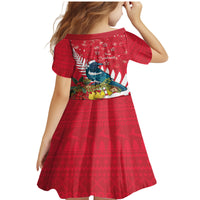 New Zealand Christmas In July Family Matching Mermaid Dress and Hawaiian Shirt Tui Bird With Kowhai Meri Kirihimete