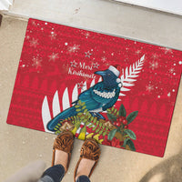 New Zealand Christmas In July Rubber Doormat Tui Bird With Kowhai Meri Kirihimete