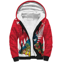 New Zealand Christmas In July Sherpa Hoodie Tui Bird With Kowhai Meri Kirihimete