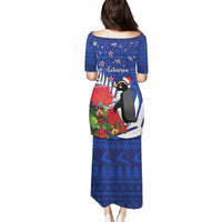 New Zealand Christmas In July Puletasi Fiordland Penguin With Pohutukawa Flower LT14 - Polynesian Pride