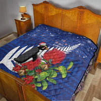New Zealand Christmas In July Quilt Fiordland Penguin With Pohutukawa Flower