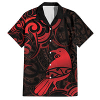 New Zealand Tui Bird Hawaiian Shirt Aotearoa Maori Pattern - Red LT14 Red - Polynesian Pride
