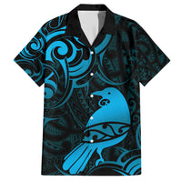 New Zealand Tui Bird Hawaiian Shirt Aotearoa Maori Pattern - Blue LT14 Blue - Polynesian Pride