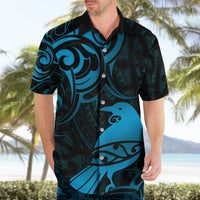 New Zealand Tui Bird Hawaiian Shirt Aotearoa Maori Pattern - Blue LT14 - Polynesian Pride