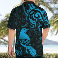 New Zealand Tui Bird Hawaiian Shirt Aotearoa Maori Pattern - Blue LT14 - Polynesian Pride