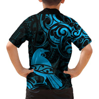 New Zealand Tui Bird Hawaiian Shirt Aotearoa Maori Pattern - Blue LT14 - Polynesian Pride