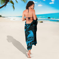 New Zealand Tui Bird Sarong Aotearoa Maori Pattern - Blue
