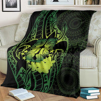Kia Orana Kuki Airani Blanket Cook Islands Tangaroa God Tatau Green